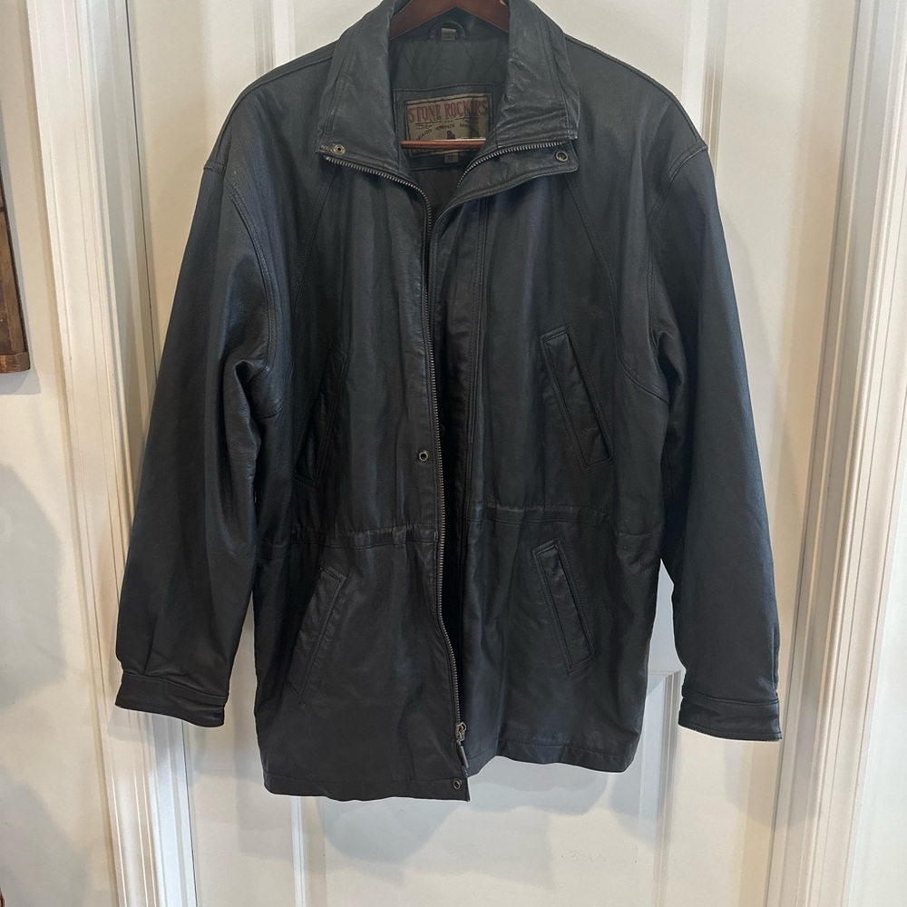 Men's Vintage 1980’s Stone Rockers Oversized Leather Coat- XL